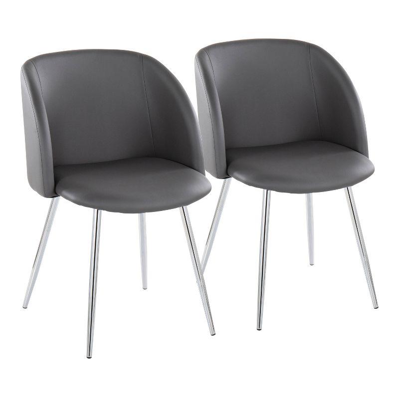 LumiSource Set of 2 Fran Dining Chairs Chrome/Gray: Upholstered, Metal Frame, Contemporary Style