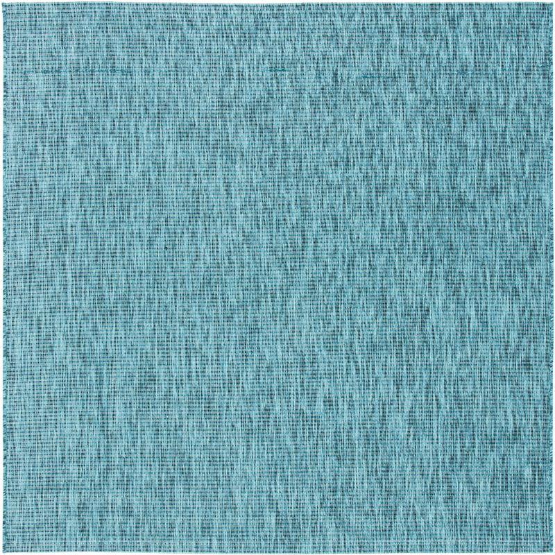 Courtyard CY8403 Power Loomed Indoor/Outdoor Area Rug - Grey/Aqua - 6'7"x6'7" - Safavieh.