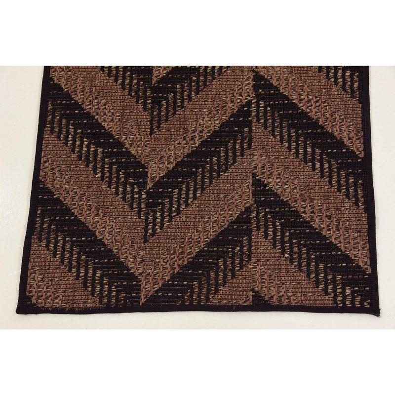 Unique Loom 2' 2 x 6' 0 Runner Brown Outdoor Modern Chevron Area Rug