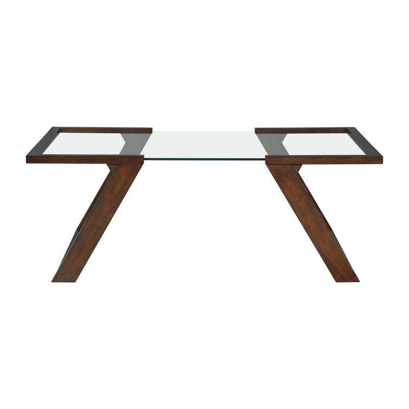 Rectangular Kai Coffee Table Dark Espresso - Picket House Furnishings: Modern Rubberwood Base, Tempered Glass Top