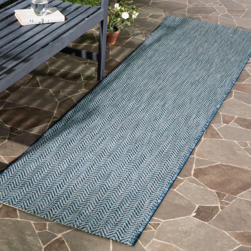 Navy and Grey Rectangular Synthetic Easy-Care Area Rug - 27"x6"