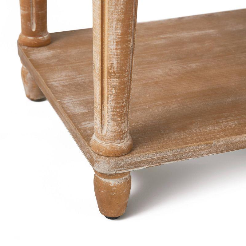 Distressed Natural Cottage-Style Upholstered Bench with Storage