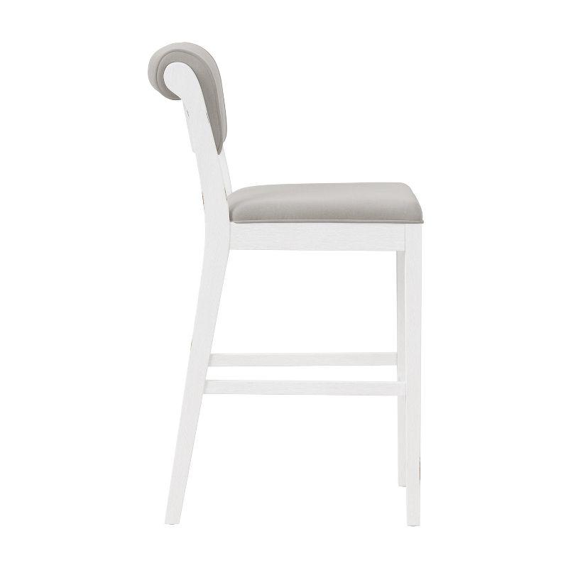 Clarion Wood and Upholstered Panel Back Counter Height Barstool ea White - Hillsdale Furniture: Matte Finish, Polyester Upholstery, Rubberwood Legs