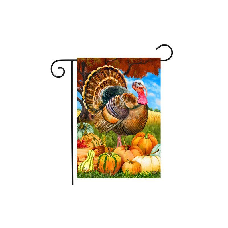 Briarwood Lane Turkey And Pumpkins Fall Garden Flag Thanksgiving Farm Autumn 18" x 12.5"