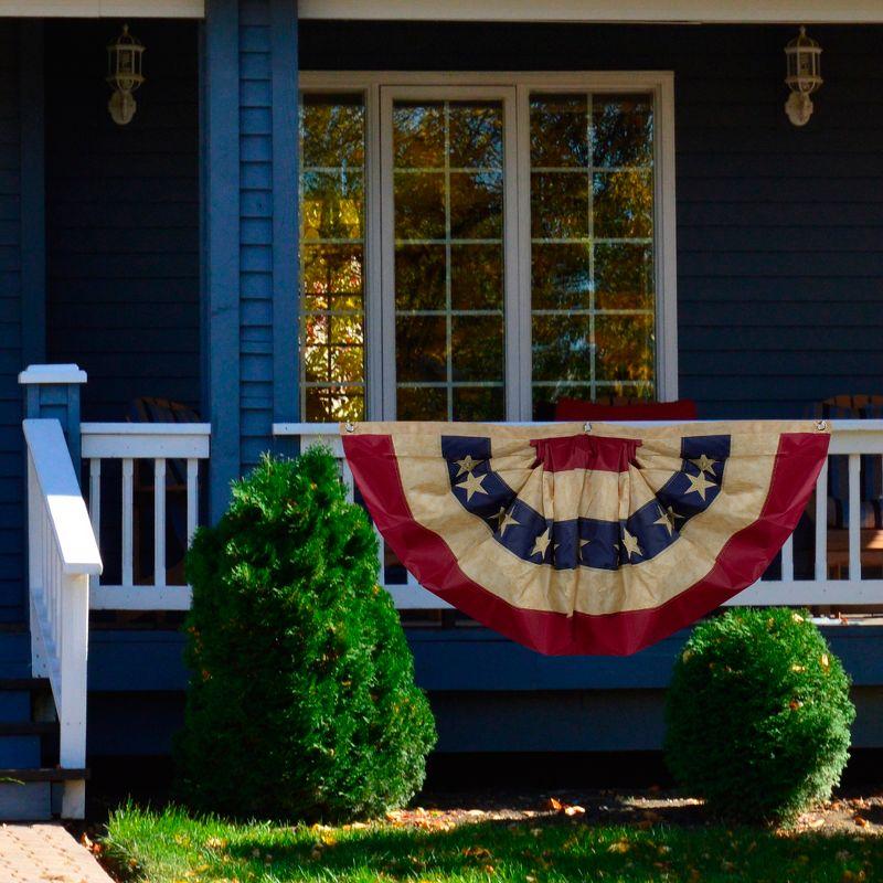 Northlight Patriotic Americana Tea-Stained Pleated Bunting Flag 48" x 24"