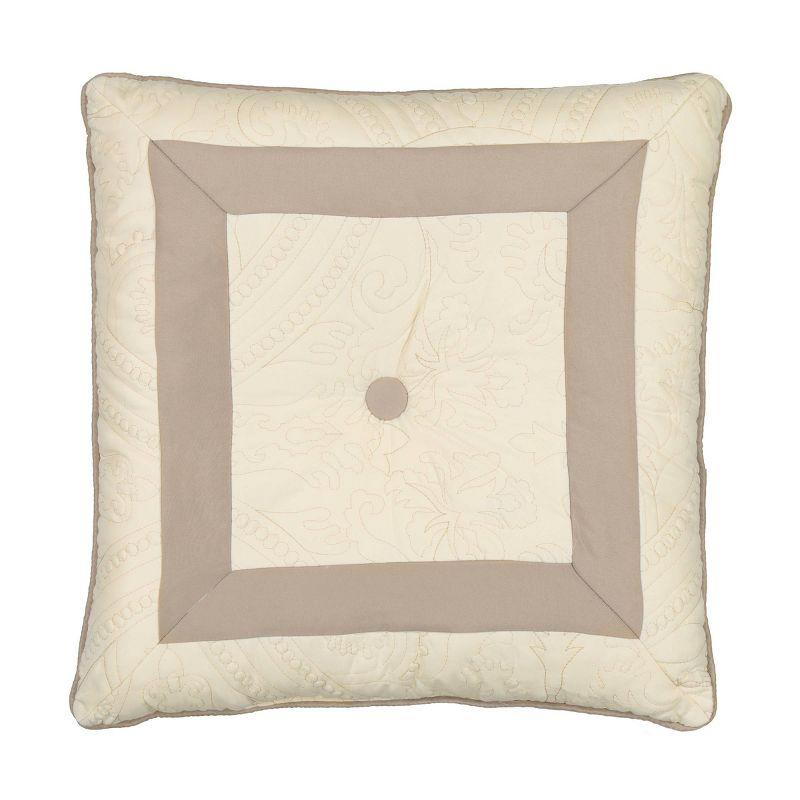 Ivory Tufted Square Throw Pillow with Button Detail