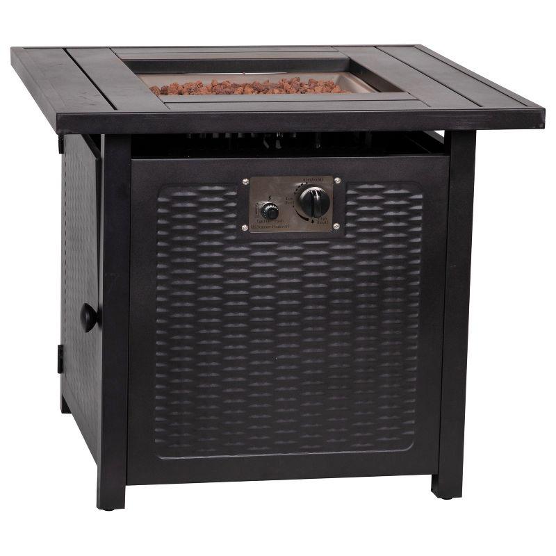 Olympia Black 28" Square Gas Fire Pit Table with Lava Rocks