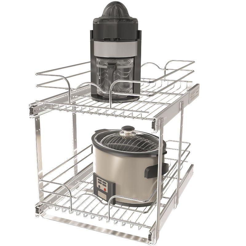 Chrome 2-Tier Wire Pullout Kitchen Cabinet Organizer