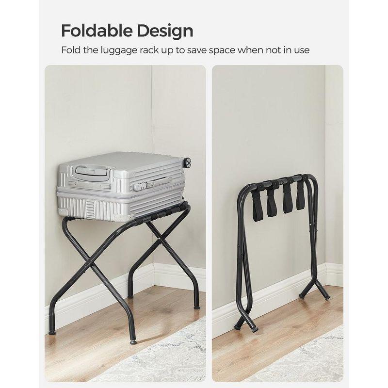 BINO Luggage Rack, Pack Of 2, Luggage Racks For Guest Room, Suitcase Stand, Steel Frame, Foldable, For Bedroom, Black