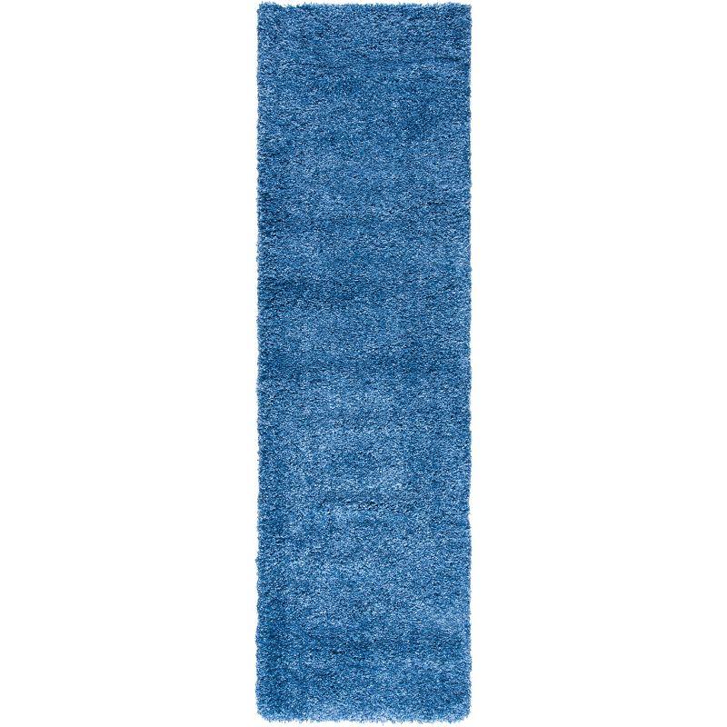 Blue Synthetic Easy Care Shag Runner Rug 2'2" x 8'