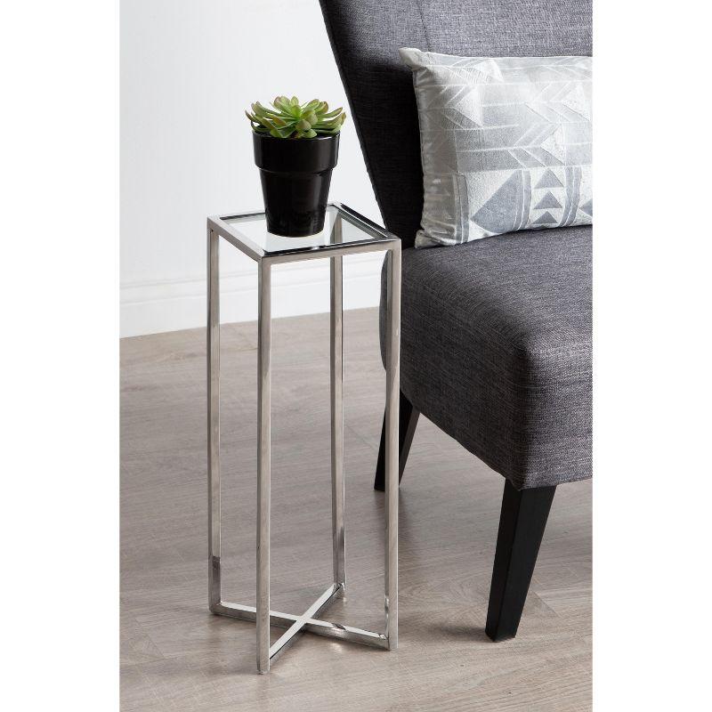 Kate and Laurel Jaspur Square Metal Drink Table, 7x7x21, Silver