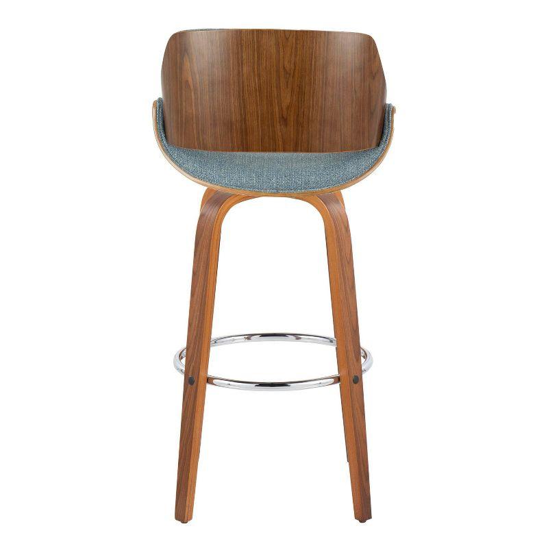 Set of 2 Fabrizzi Barstools Walnut/Chrome/Blue: LumiSource, Fixed-Height, Swivel, Kitchen Island Seating