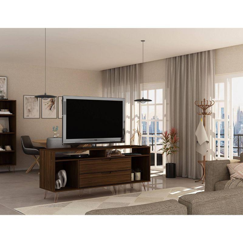 Rockefeller TV Stand for TVs up to 60" with Storage, Cable Management Brown - Manhattan Comfort