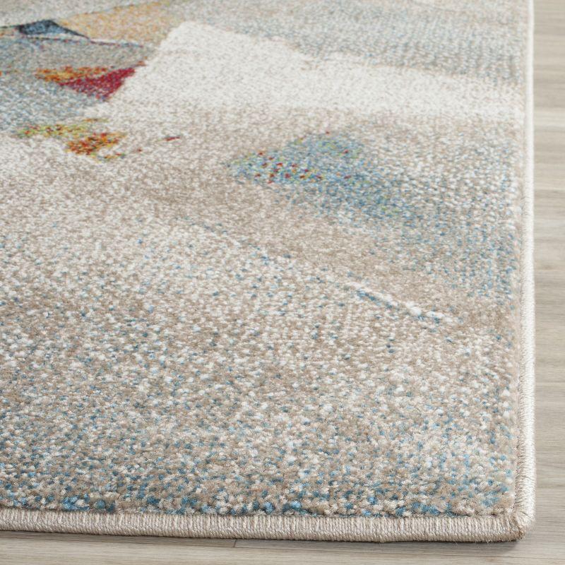 Art-Inspired Gray Floral 4' Square Synthetic Area Rug