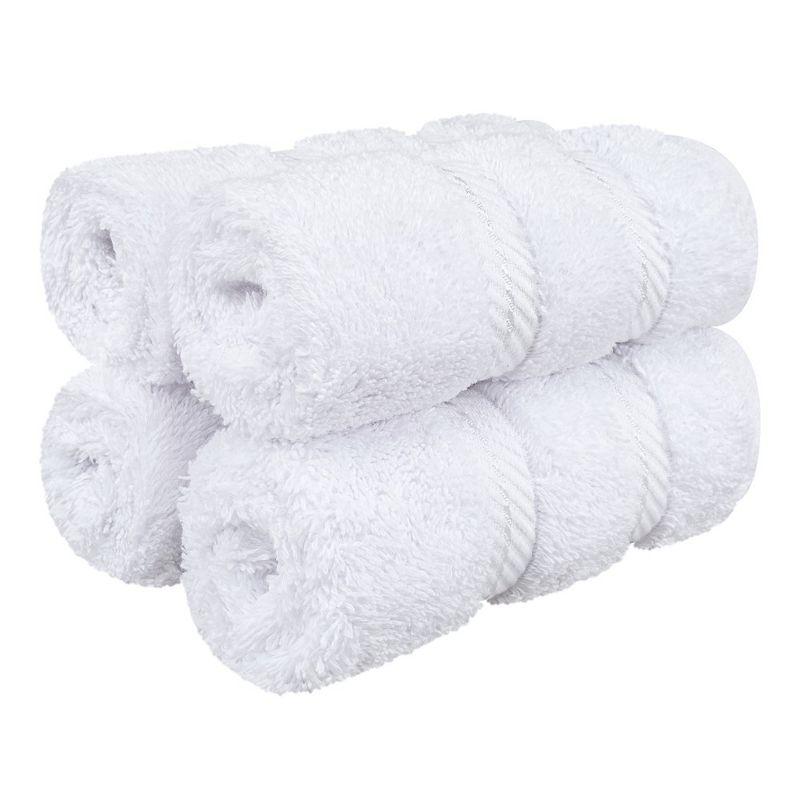 American Soft Linen 4 Pack Washcloth Set, 100% Cotton Washcloth Hand Face Towels for Bathroom and Kitchen, White
