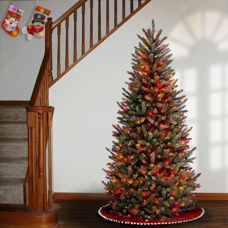 6.5 ft Green Slim Fir Christmas Tree with Multicolor Lights