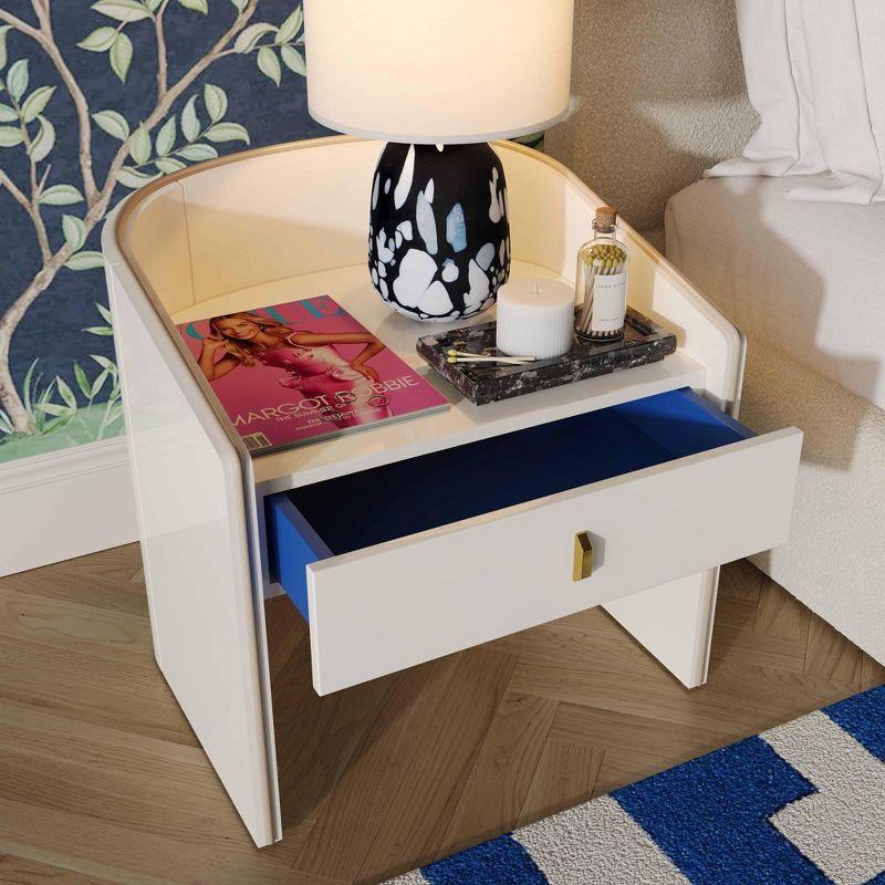 Collins Lacquer Nightstand Cream 21.9"W x 19"D x 21.5"H