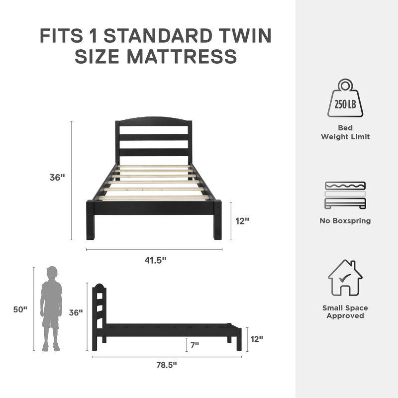 DHP Braylon Twin Size Wooden Bed Frame, Black