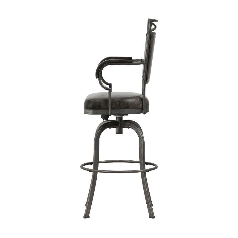 Hillsdale Furniture Bridgetown Metal Bar Height Swivel Stool Pewter: Upholstered, Armrests