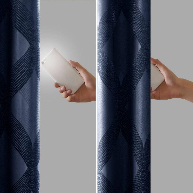 Madison Park Bentley Ogee Knitted Jacquard Geometric Total Blackout Single Curtain Panel