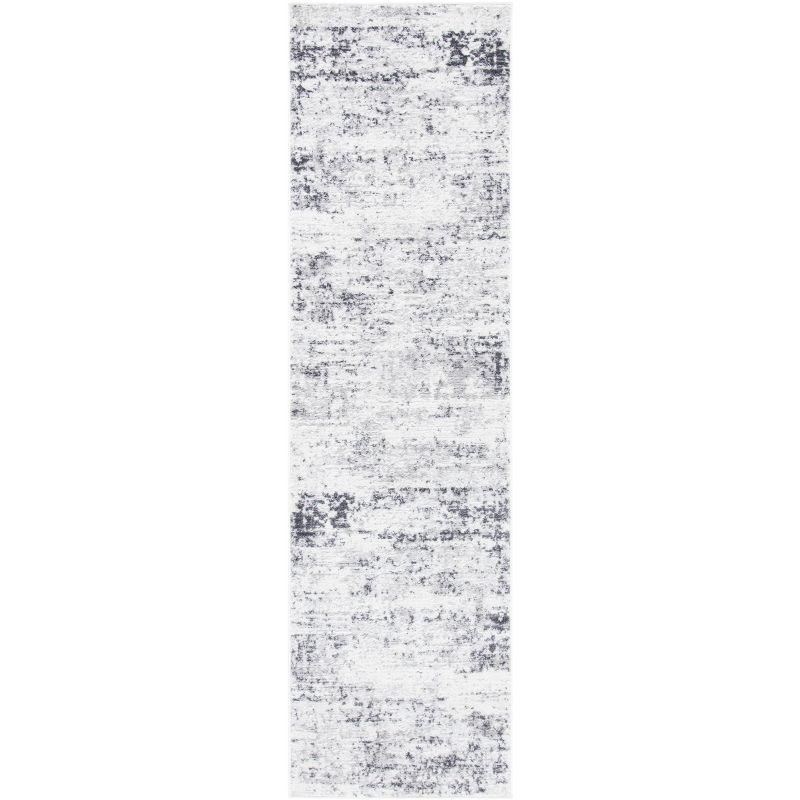 Ivory and Grey Abstract Reversible Synthetic Runner Rug