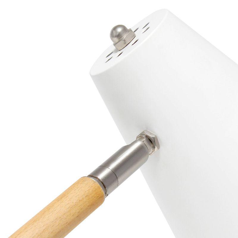 Simple Designs Wooden Pivot Desk Lamp White: ETL Listed, Adjustable Neck, Metal Shade, No Assembly Required