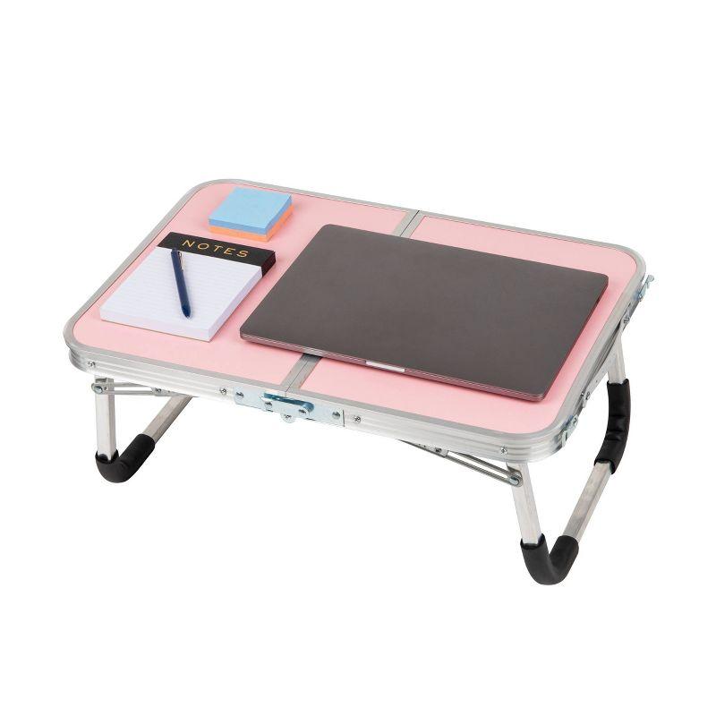 Folding Lap Tray Desk Pink - Mind Reader: Portable Foldable Lap Desk for Laptop & Eating, MDF & Aluminum, No Assembly Required