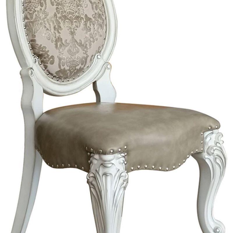 Versailles White Faux Leather Upholstered Side Chair with Wood Frame