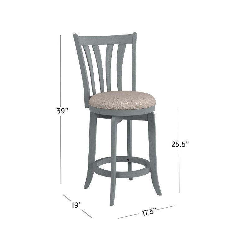 Hillsdale Furniture 25.75" Savana Swivel Counter Height Barstool Blue (Wirebrush)/Cream : Upholstered, Wood Legs, 250lb Capacity