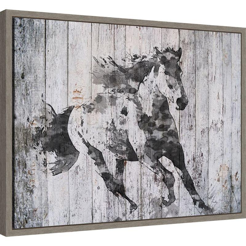 Amanti Art Running Black Horse by Irena Orlov Canvas Wall Art Print Framed 24 x 18-in.