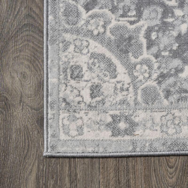6' x 6' Modern Persian Vintage Moroccan Medallion Area Rug, Light Gray - JONATHAN Y