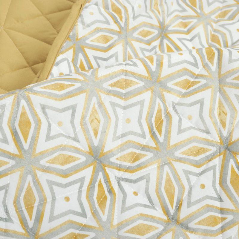 Mid-Century Modern Geo Reversible Quilt & Sham Set Yellow - Lush Décor