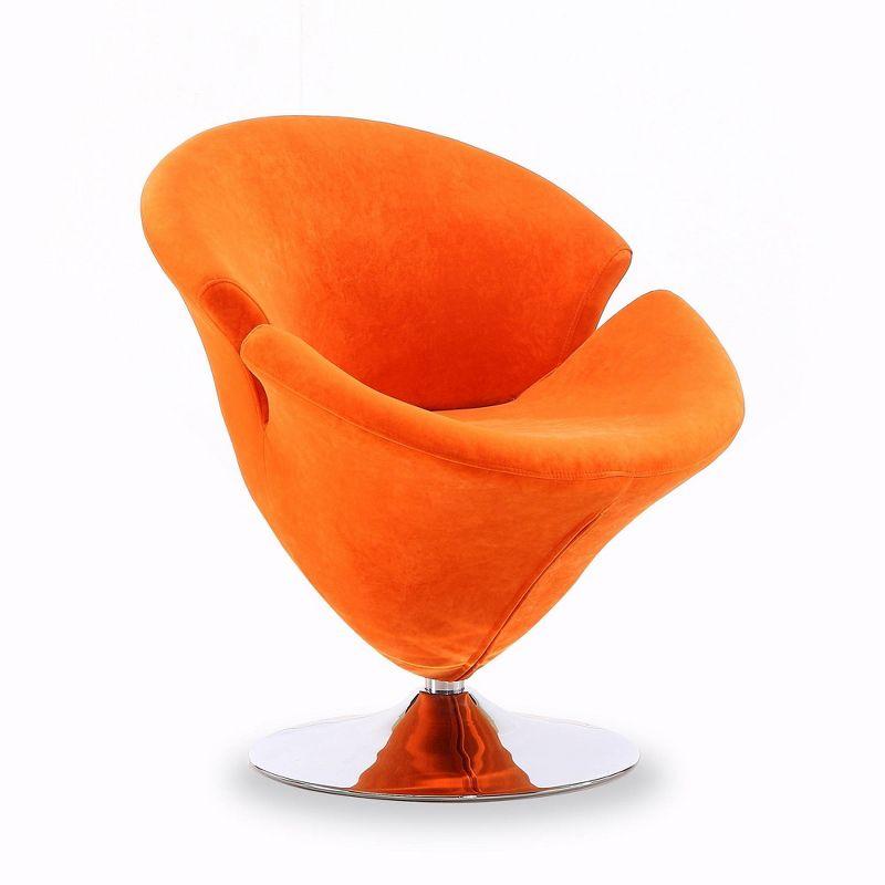 Tulip Velvet Swivel Accent Chair Orange - Manhattan Comfort: Armless, Metal Frame, Semi-Gloss Finish, No Assembly Required