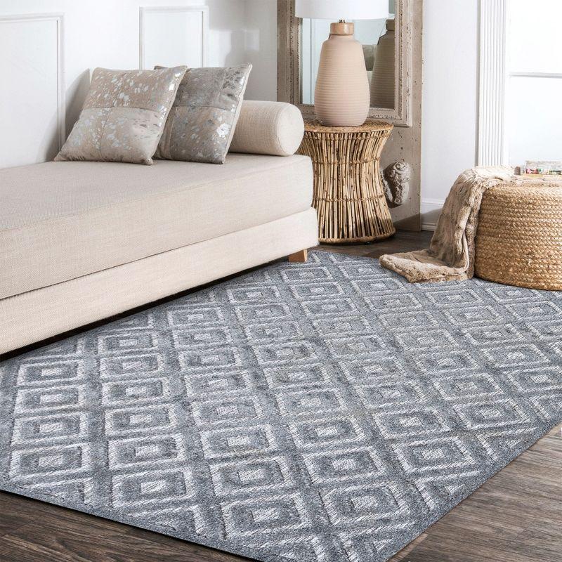 3'x5' Portmany Neutral Diamond Trellis Indoor/Outdoor Area Rug, Dark Gray - JONATHAN Y