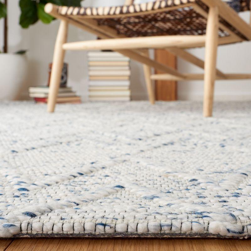 Handwoven Blue and Ivory Square Cotton Rug, 6' Flat Woven