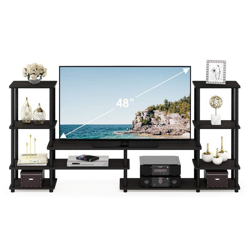 Furinno Multifunctional TV Stand for TV's up To 48" TV Console Entertainment Center Open Bookcase Shelves, Espresso/Black