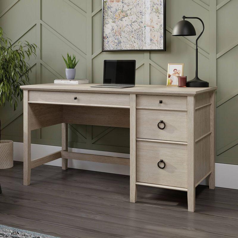 Cascade Oak Single Pedestal Desk with Drawers and Keyboard Tray