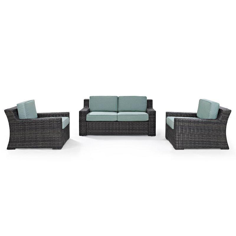 Beaufort 3-Piece Outdoor Wicker Seating Set with Mist Cushions