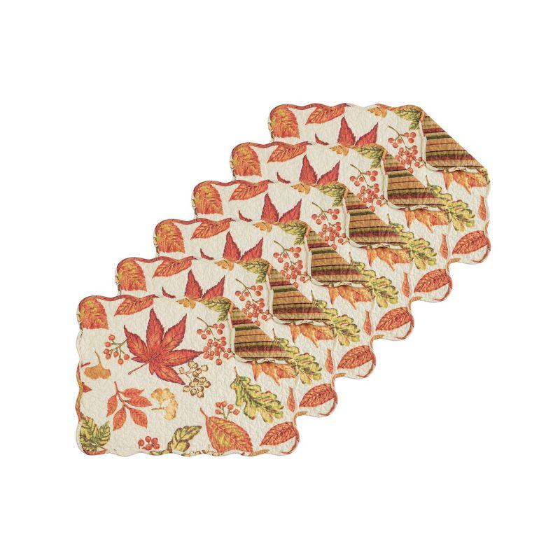 Autumn Leaves Cotton Quilted Reversible Placemats Set of 6