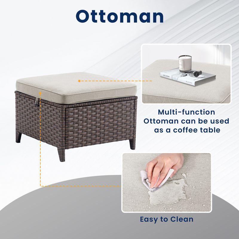 Buenhomino 3 Pieces Outdoor Patio Furniture Wicker Rattan Sofa Set With Ottomans,