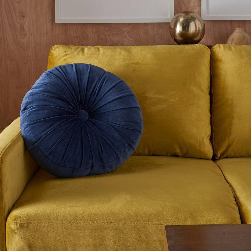 16" Ruched Velvet Round Throw Pillow - Mina Victory