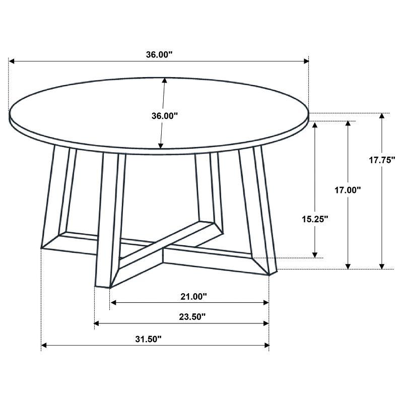 Coaster Home Furnishings Skylark Round Coffee Table with Marble-Like Top Letizia and Light Oak