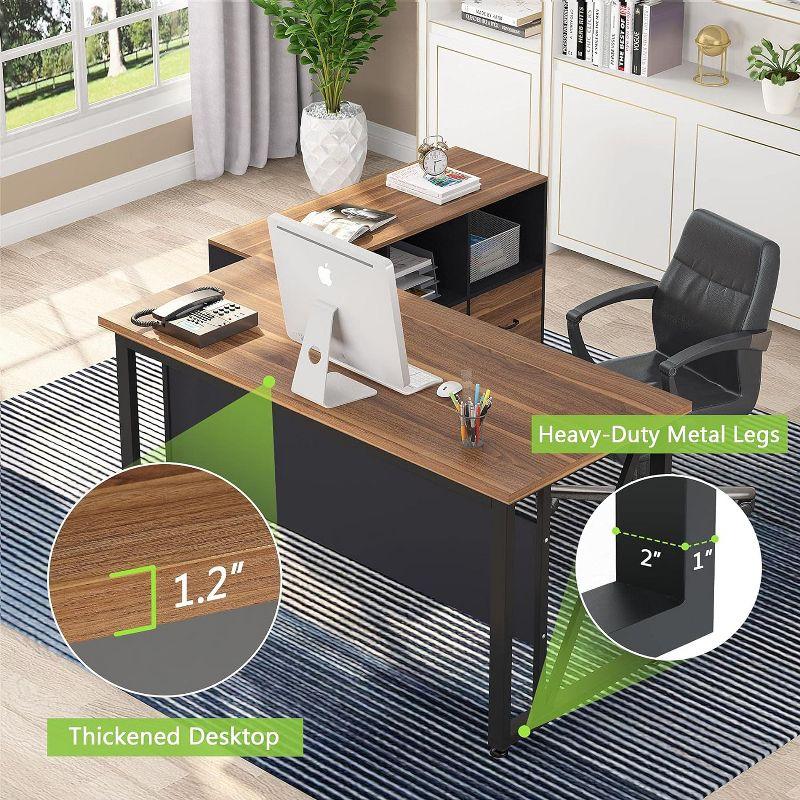 Tribesigns 55 inches Simple Computer Desk, Home Office Desk Writing Table for Workstation, Brown and Black