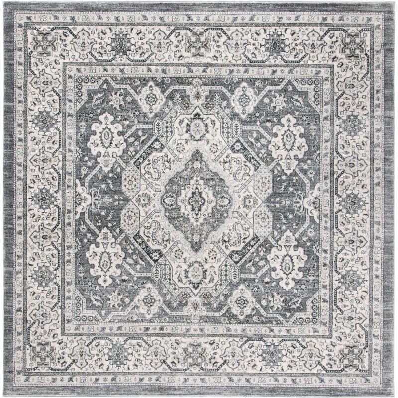 Isabella ISA916 Power Loomed Area Rug - Grey/Cream - 8'x8' - Safavieh