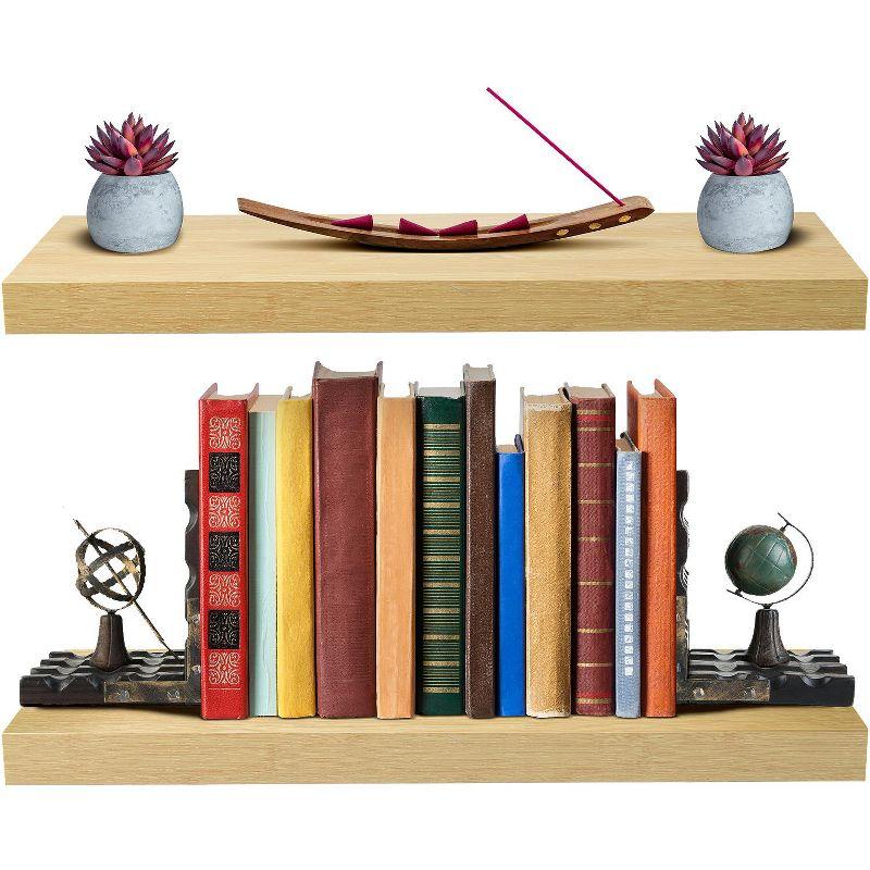 2 Pack (24"x9") Sorbus Floating Wall Shelves for Bedroom, Decor, Kitchen, Living Room - for Trophies, Frames, Bookshelf
