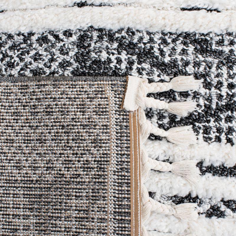 Moroccan Tassel Shag MTS632 Power Loomed Area Rug - Black/Ivory - 3'x5' - Safavieh.