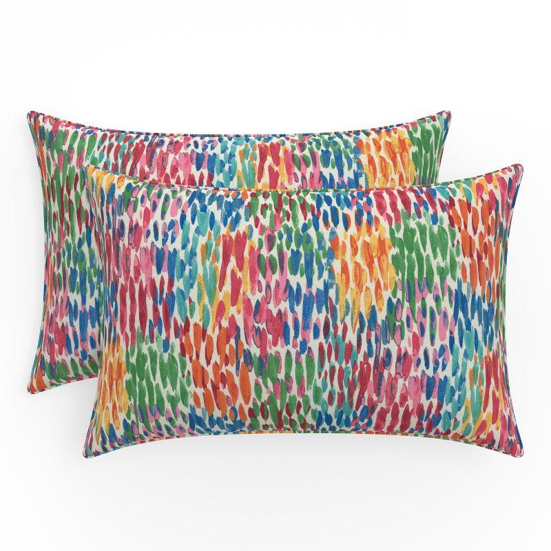 Colorful Raindrop Pattern Oversized Lumbar Outdoor Pillows, Set of 2