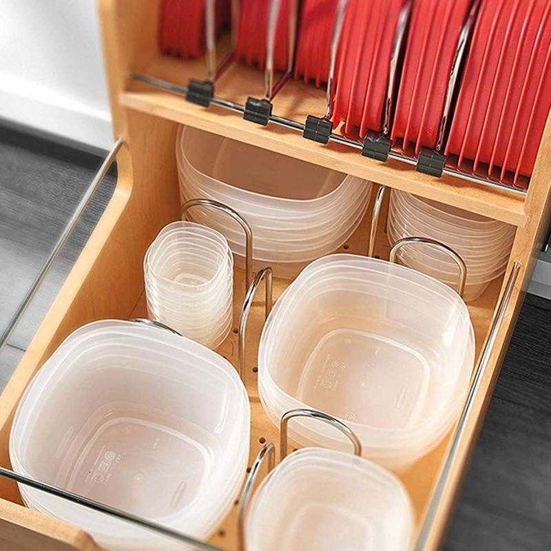 Rev-A-Shelf 4FSCO Kitchen Food Storage Container Organizer Soft Close for Cabinets with Dividers, and Blumotion Slides, Natural