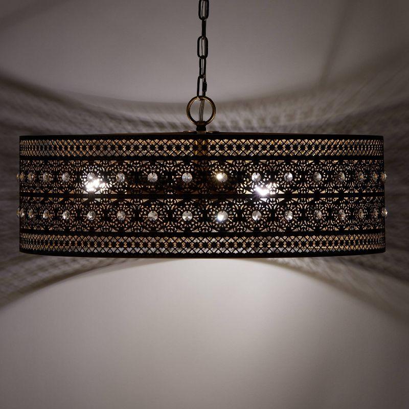 23.5" 3-Light Bryar Chandelier Brass/Crystal - River of Goods: UL Listed, Adjustable Height, Metal & Crystal Drum