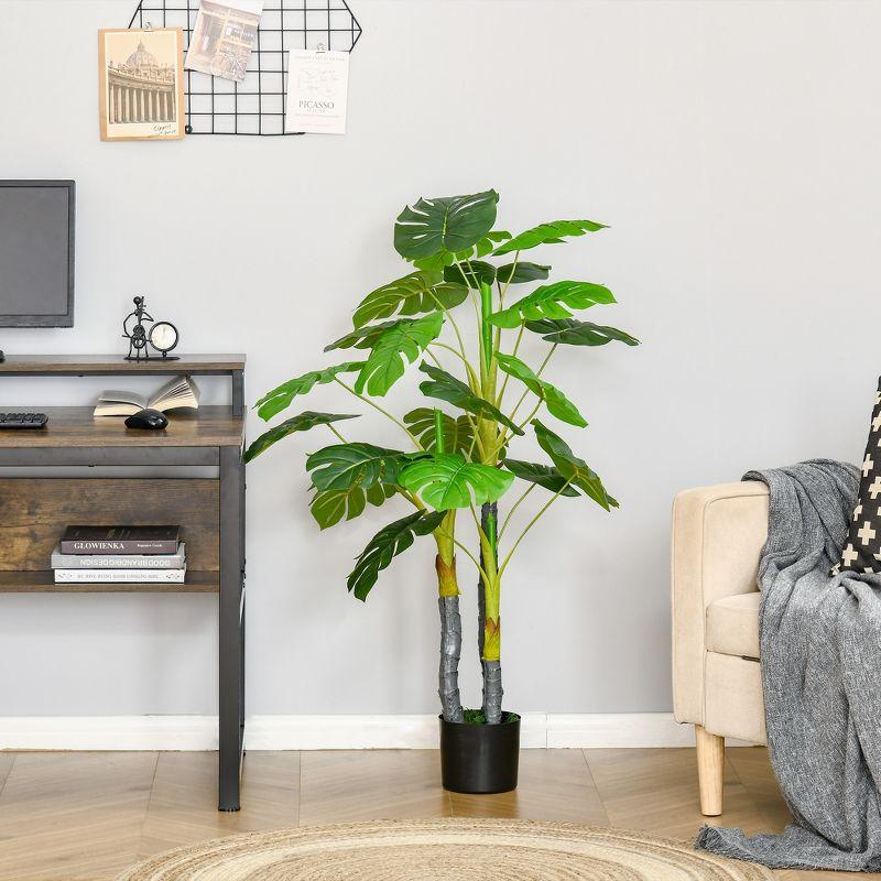 4ft Green Artificial Monstera Tree in Black Pot